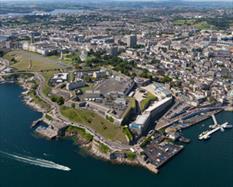 Aerial view of Plymouth waterfront